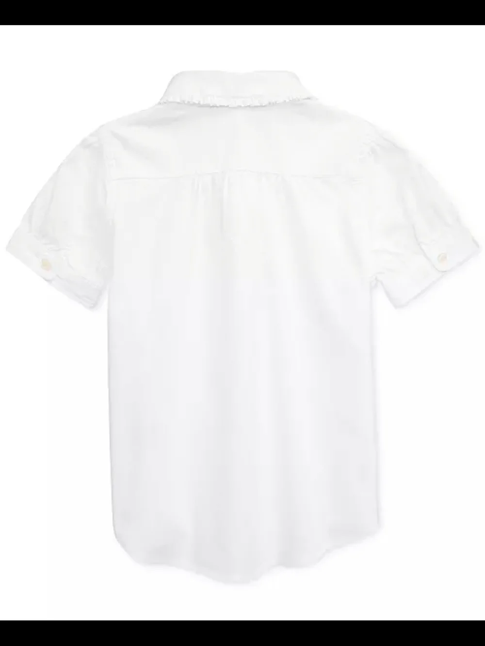 Ralph Lauren Girls' White Puff-Sleeve Shirt With Ruffled Peter Pan Collar
